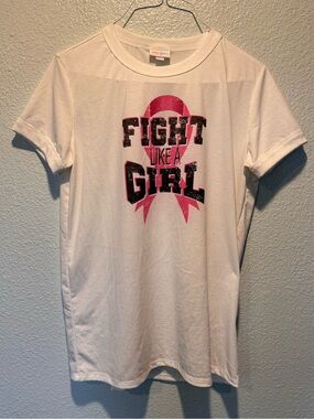 NWOT Fight Like a Girl breast cancer pink Ribbon Graphic Tee women medium